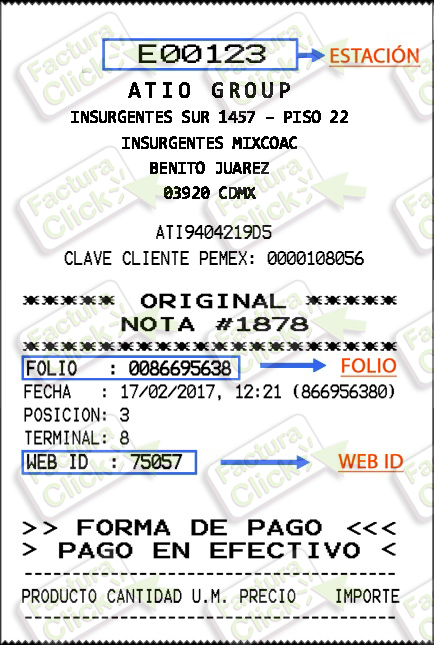 RED GASOLIN FACTURACION TICKET