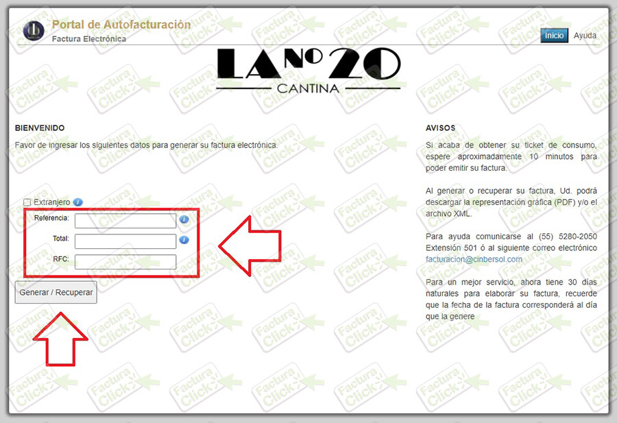 Cómo facturar en La No. 20? | Factura La Veinte Cantina | Factura Click