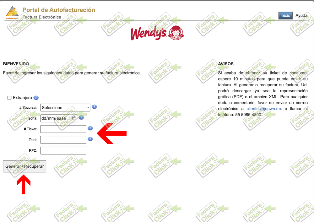 WENDY'S FACTURACIÓN 2026-2