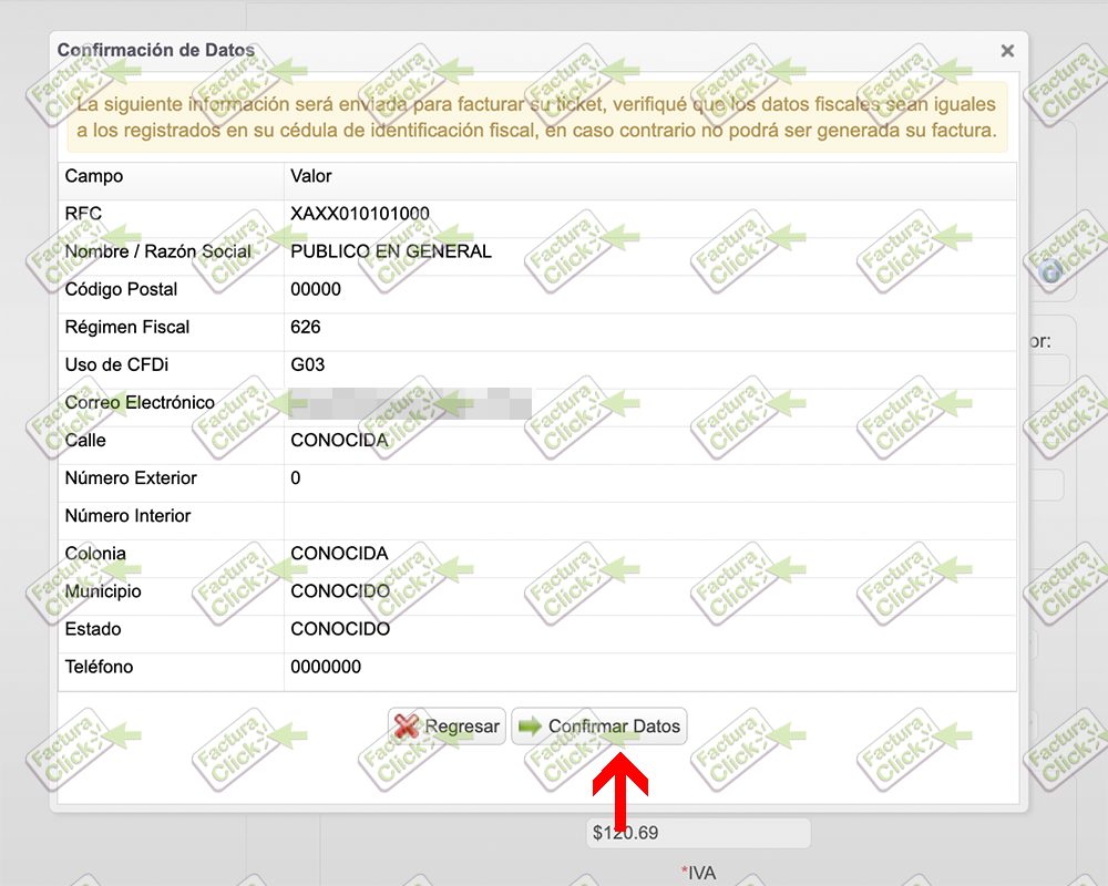 Formulario de datos fiscales en el portal de The Urban Corner